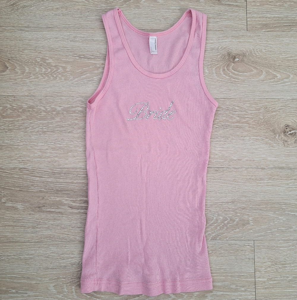 American Apparel Bride Pink Ribbed Tank Top Sz L